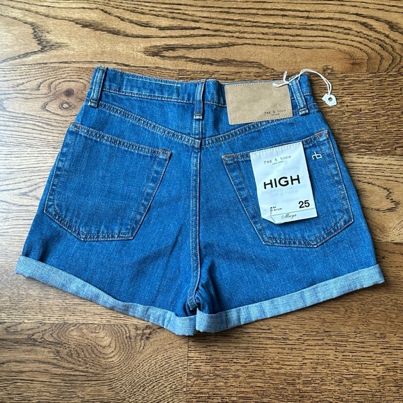NWT rag & bone Maya High Rise Shorty Shorts Denim Size 25 Cuffed Jean - Picture 2 of 8